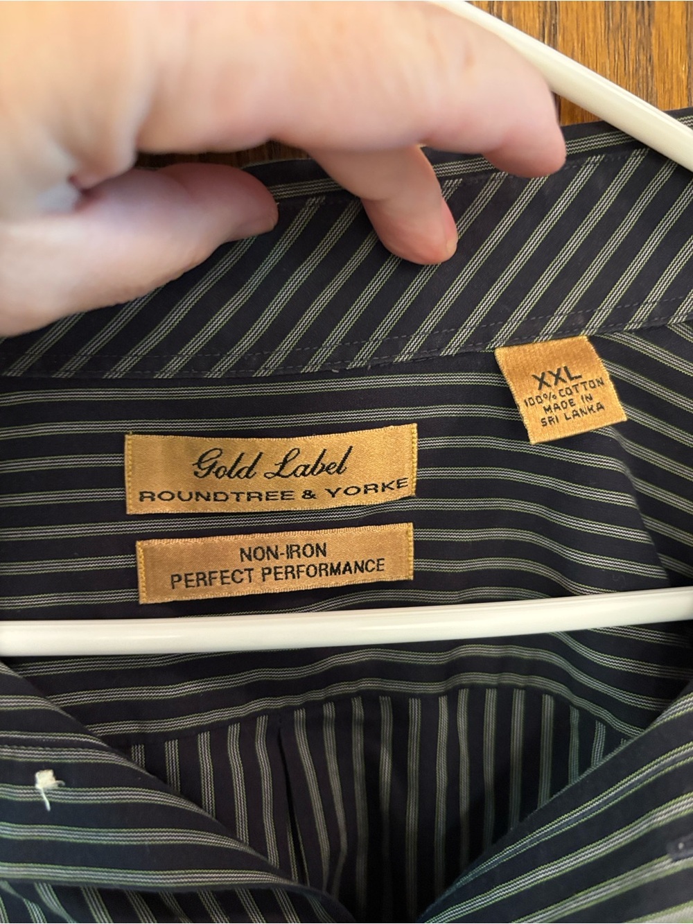 Roundtree & Yorke Black Shirt with White Pinstripes
